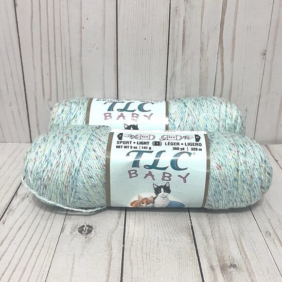 Red Heart TLC Baby Ultra Soft Yarn NEW MINT SPARKLE #8680 Multicolor Lot of 3 - Picture 1 of 6
